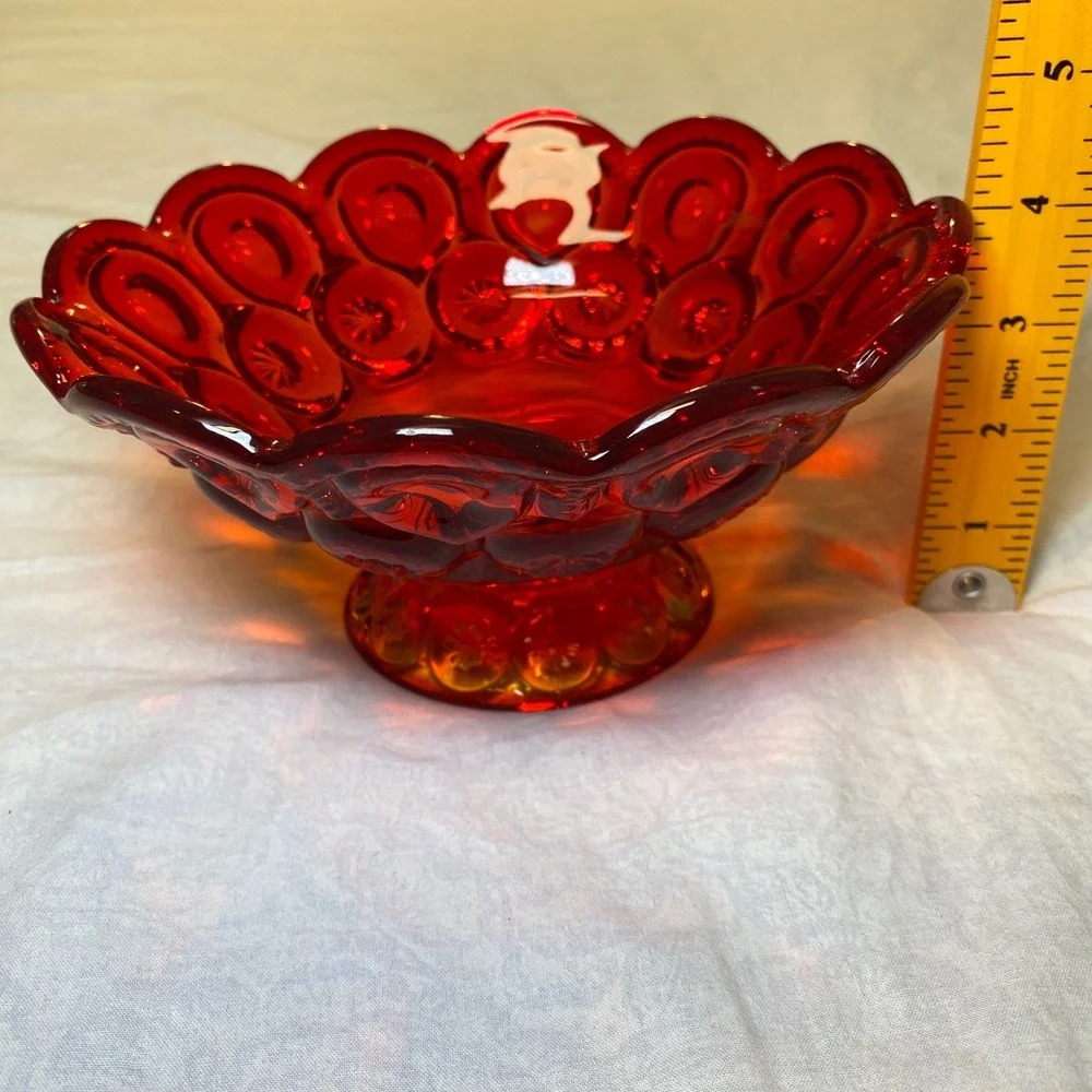 Vintage L.E. Smith Moon & Stars Amberina Footed Compote Bowl 7.5